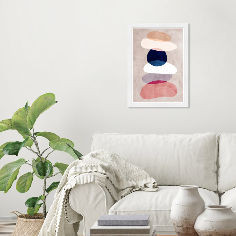 Ivy Bronx Abstract Geo Stack MidCentury Modern White Paper Wall Art